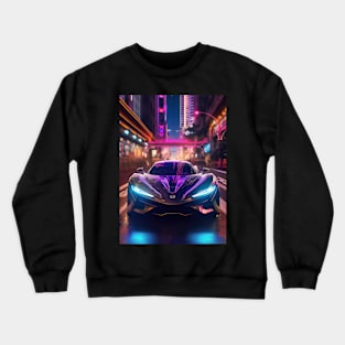 Asian Neon City Sports Car Crewneck Sweatshirt